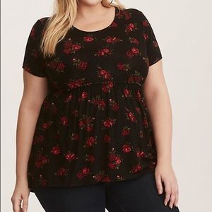 Torrid floral babydoll tee